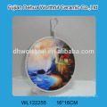 Modern design ceramic trivet with butterfly painting for wholesale